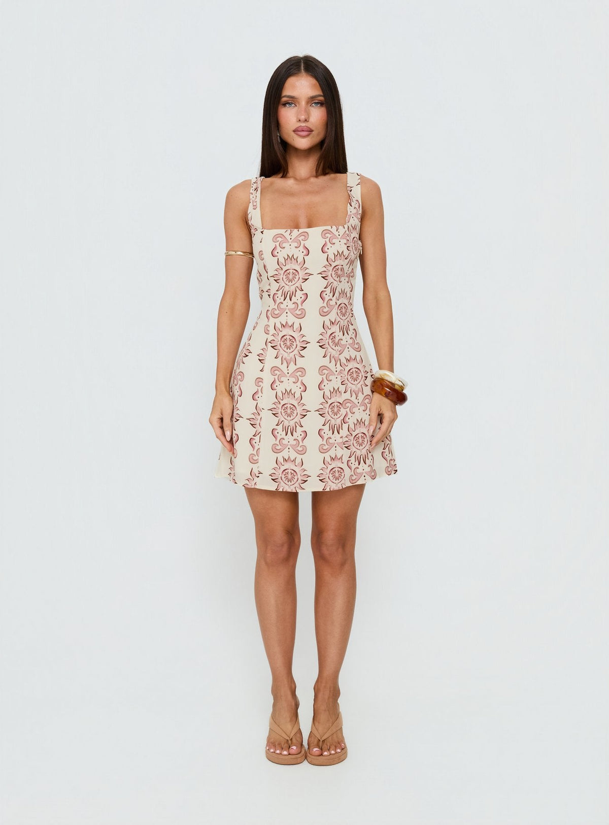 Maris Mini Dress Cream / Pink Petite