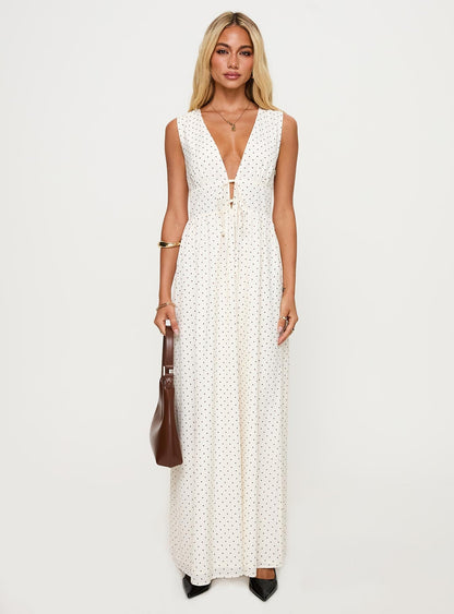 Pokey Maxi Dress Cream / Polka Dot
