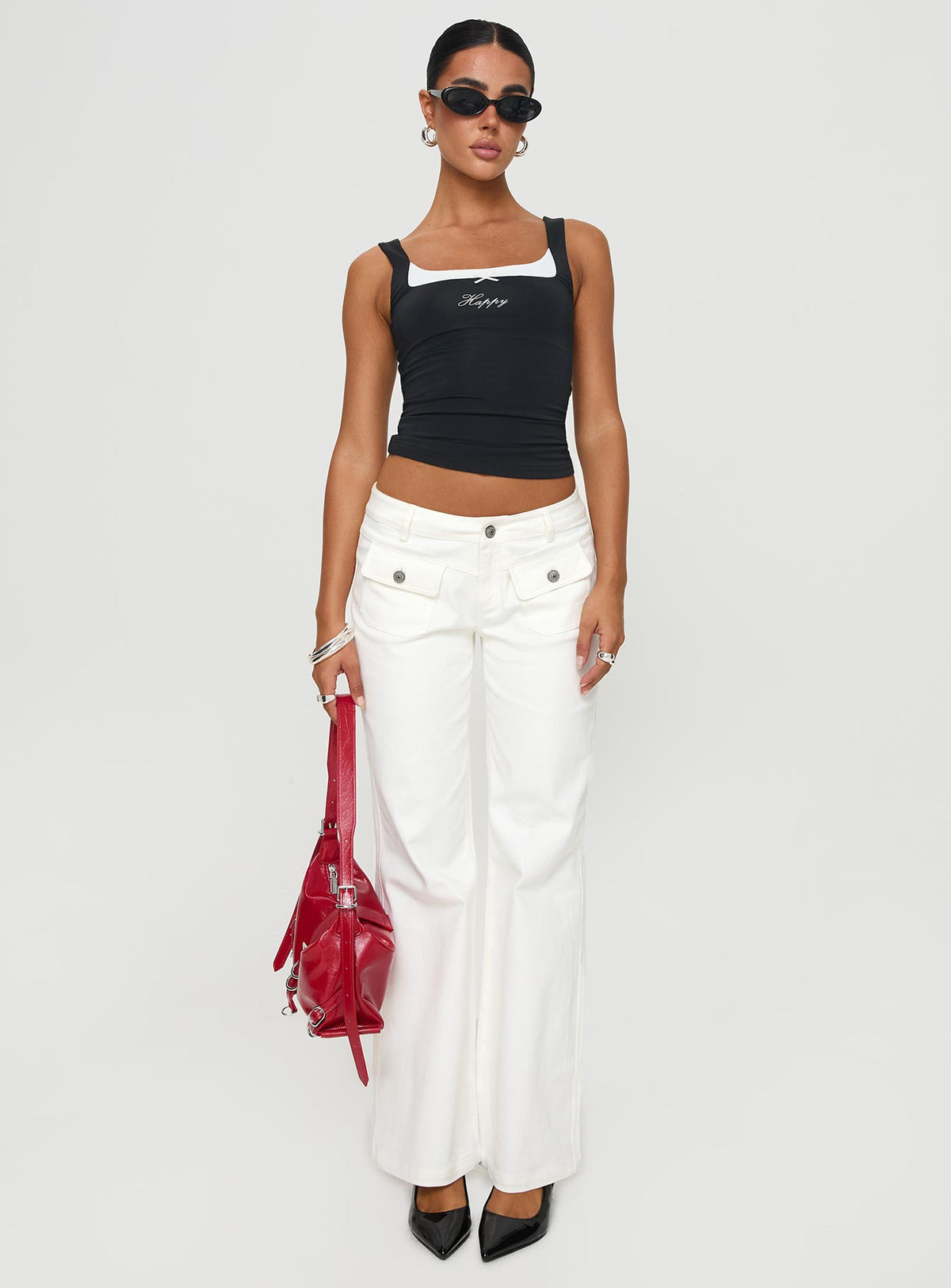 Benicale Low Rise Cargo Pants White