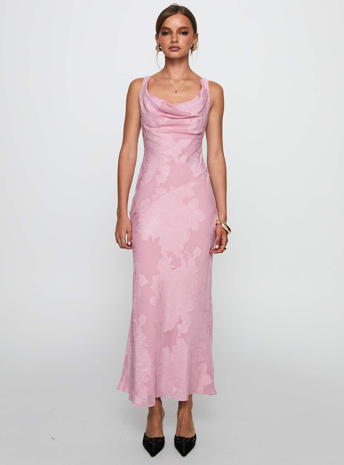 Brietta Cowl Maxi Dress Pink