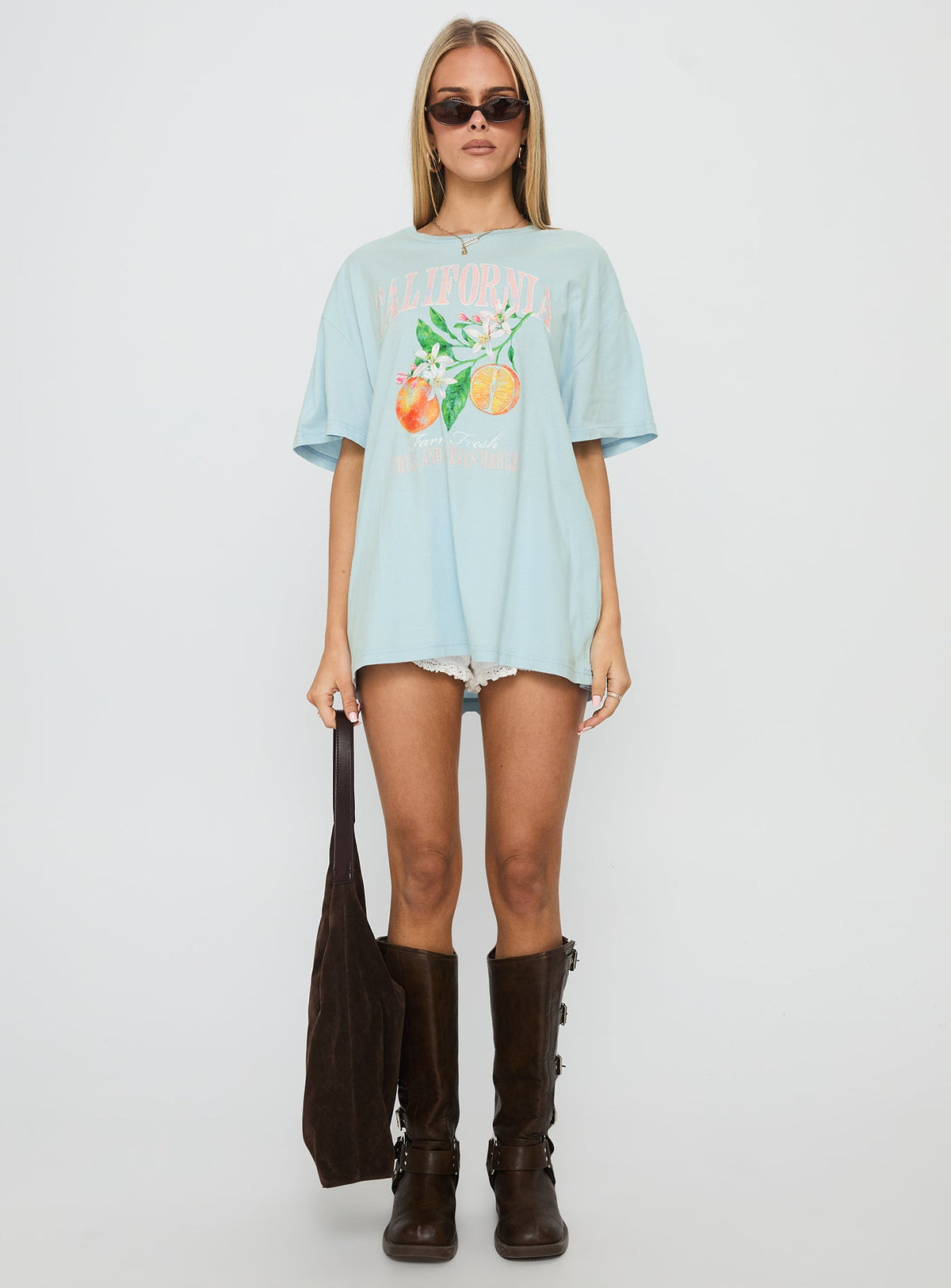 California Sugar Oversized Graphic Tee Blue