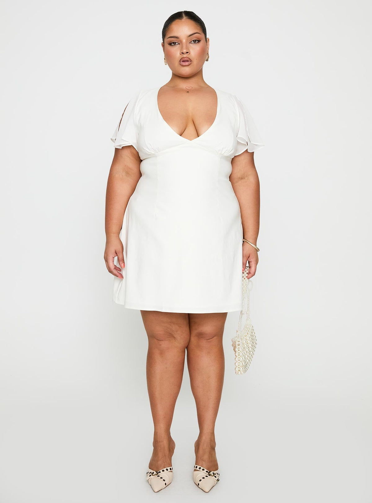 Florie Corset Mini Dress White Curve