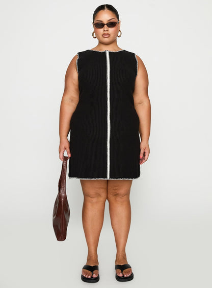 Carlisha Knit Mini Dress Black / White Curve