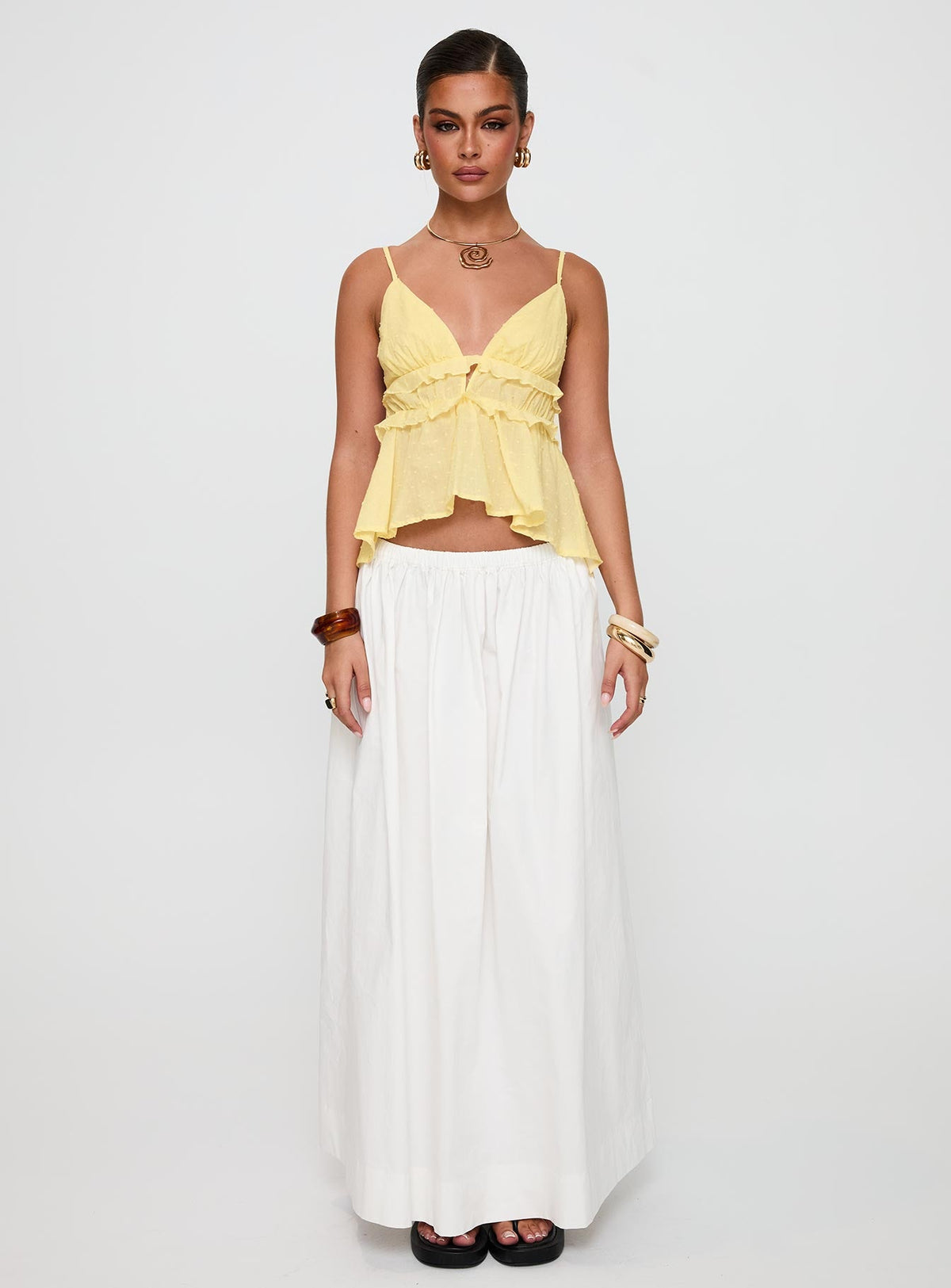 Blondelle Frill Detail Top Yellow