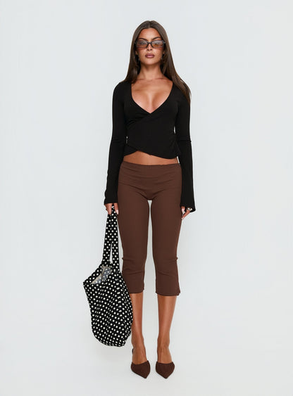 Baseline Rib Capri Pants Chocolate