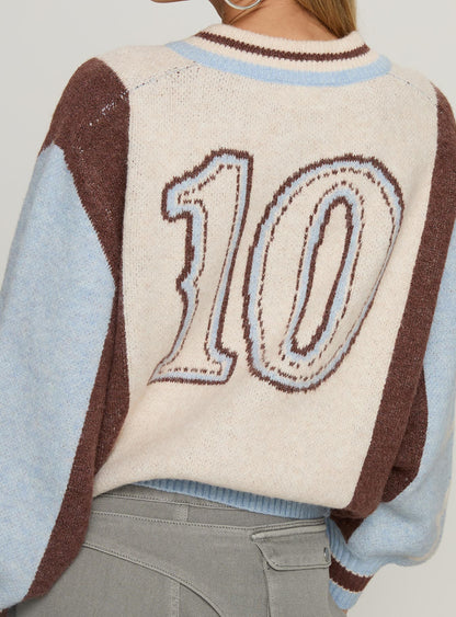 Brandyce Graphic Knit Jacket Blue / Chocolate