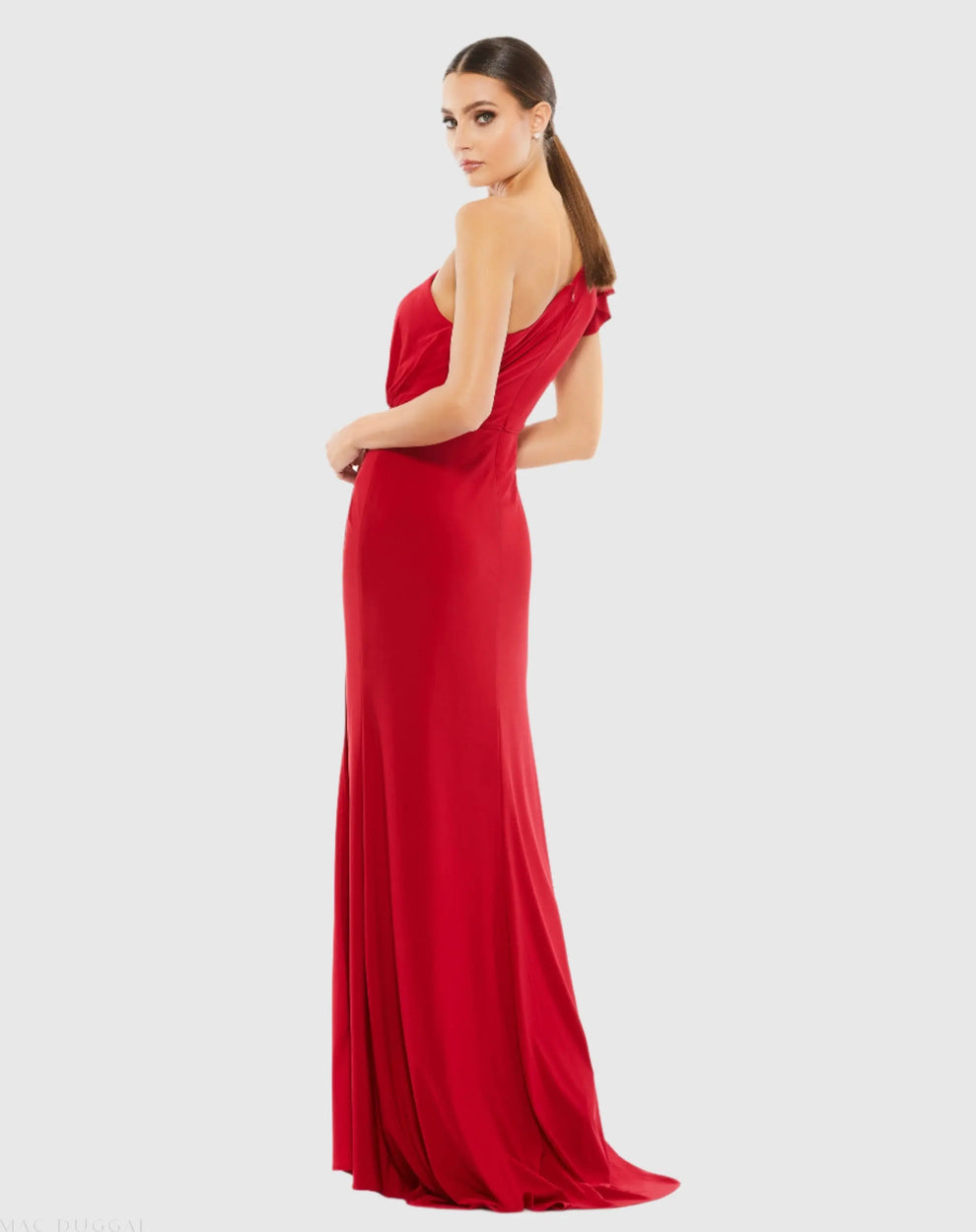 Long Formal One Shoulder Prom Gown One Shoulder Detail Mac Duggal 67858