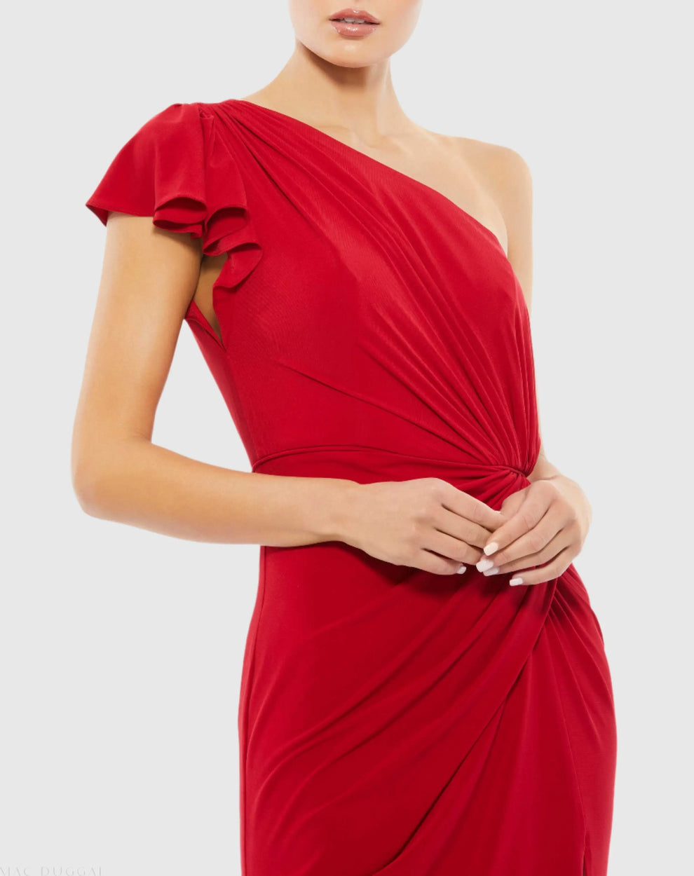 Long Formal One Shoulder Prom Gown One Shoulder Detail Mac Duggal 67858