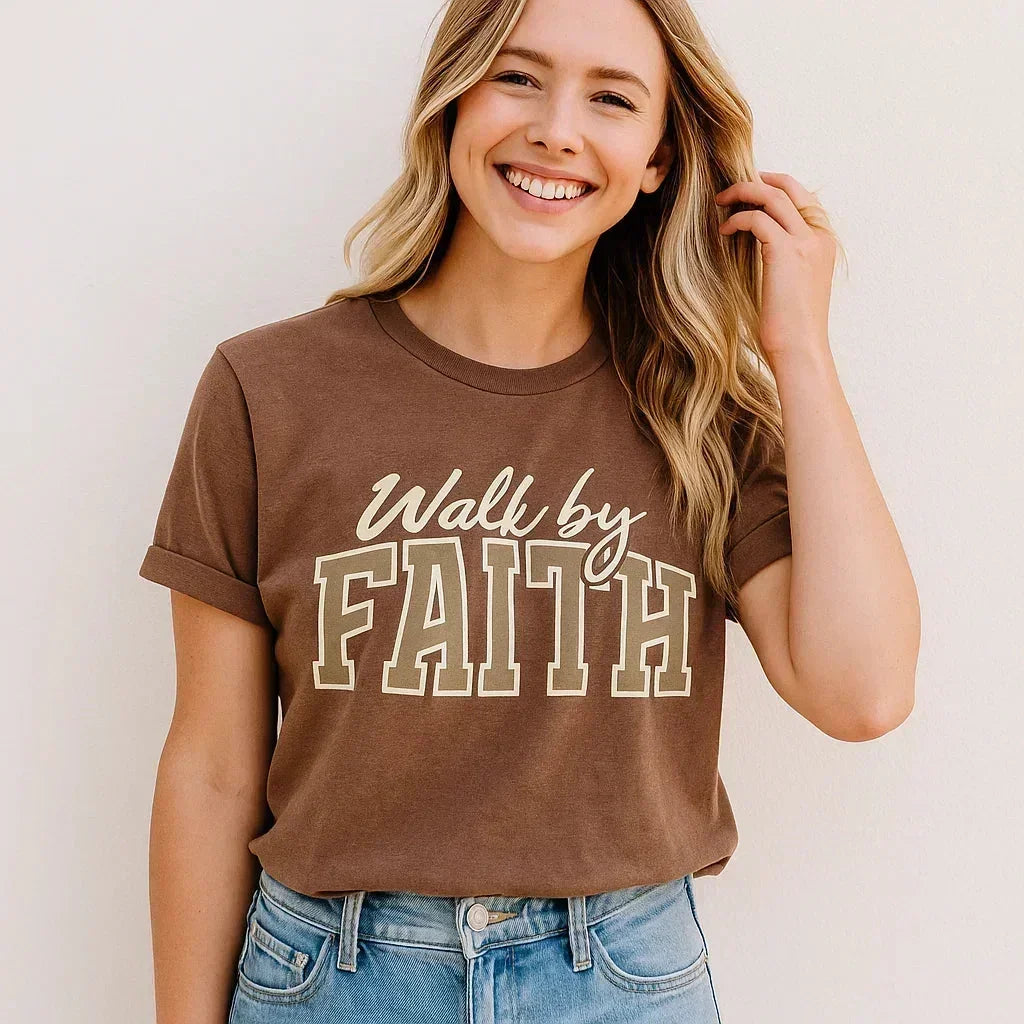 Walk by Faith T-Shirt, Inspirational Tee, Motivational