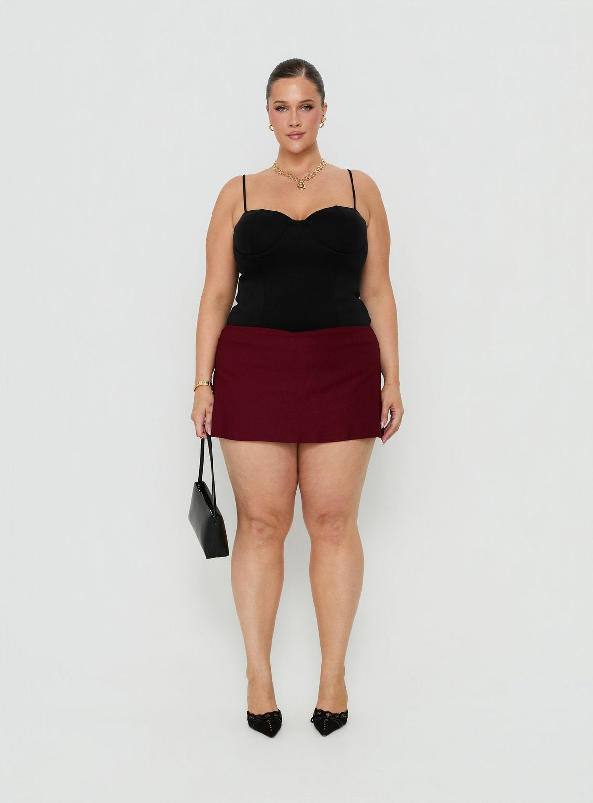 Can't Sleep Skort Burgundy Curve