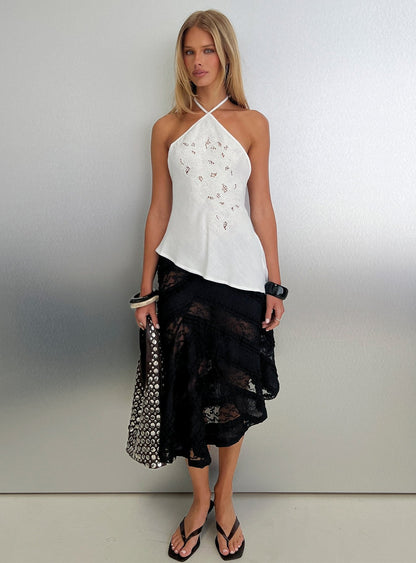 Bonanza Asymmetrical Halter Top White