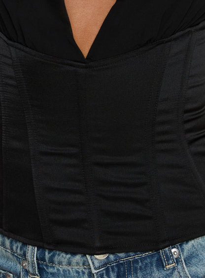 Briannah Contrast Corset Top Black