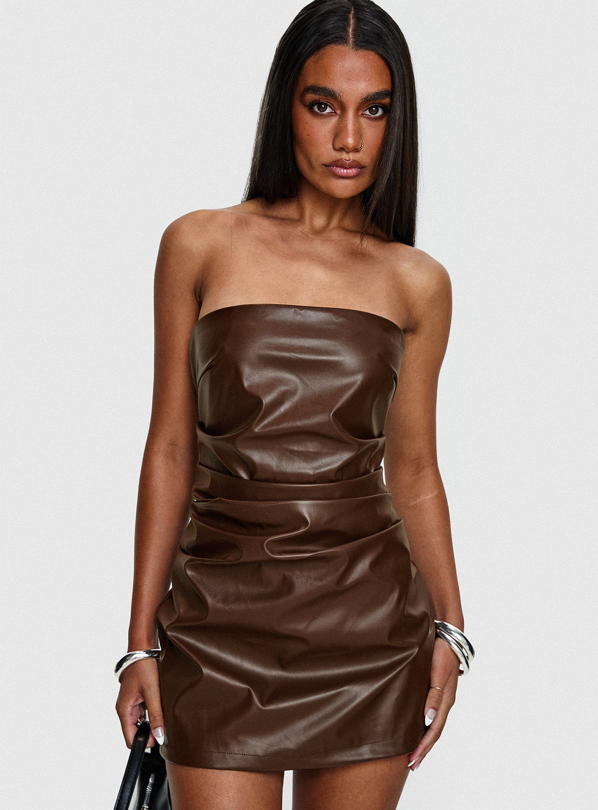 Airelle Strapless Mini Dress Chocolate