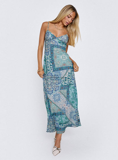 Sugar Plum Maxi Dress Blue Paisley