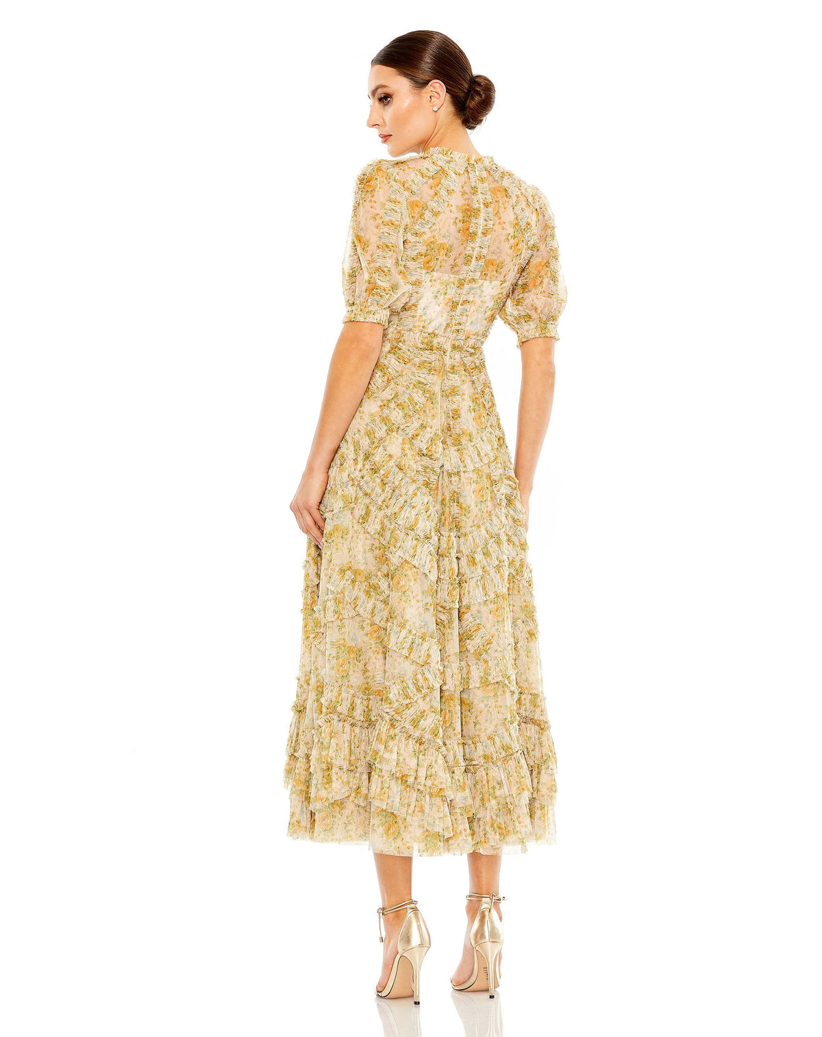 Floral Print Cocktail Dress Midi Mac Duggal 80111