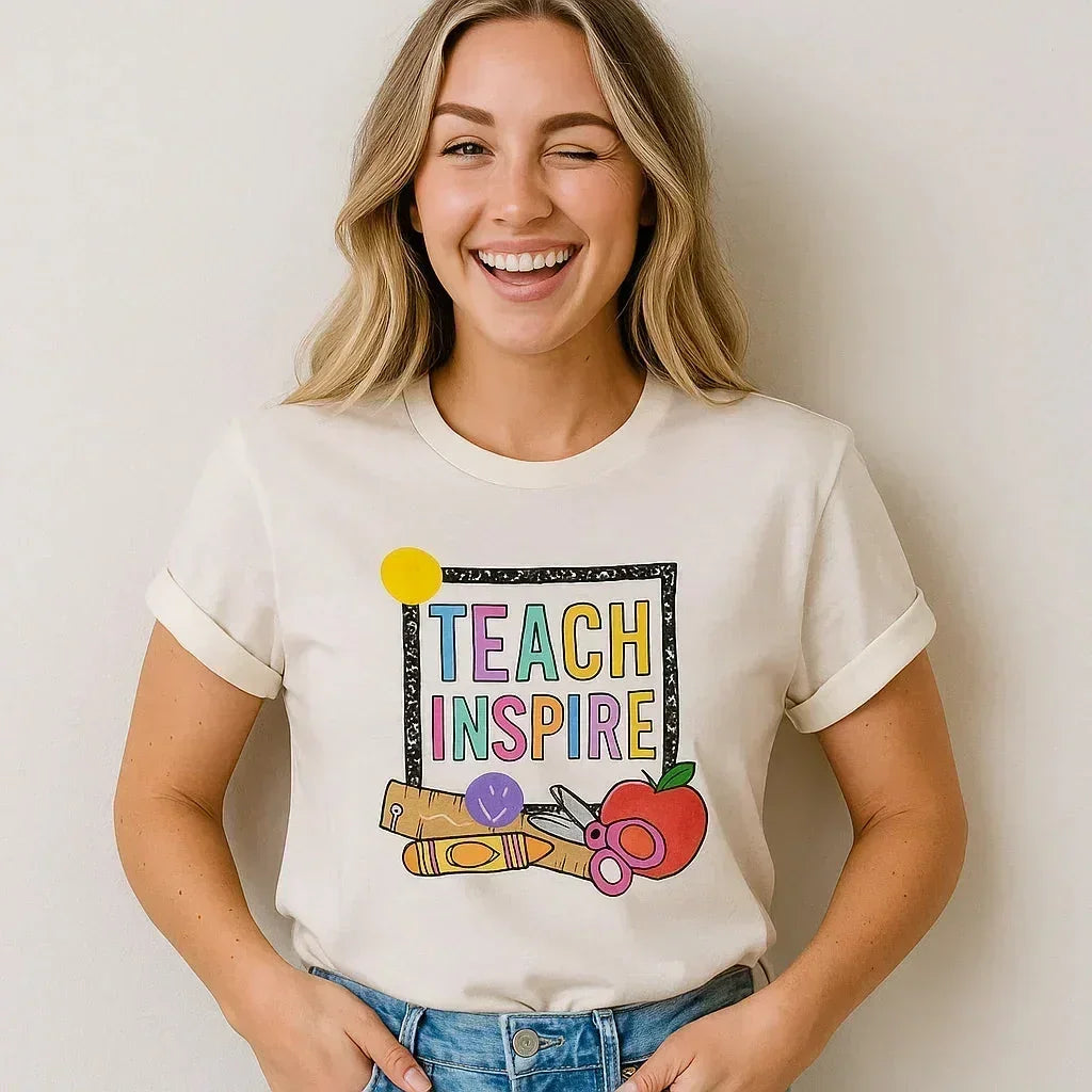 Teach Inspire Graphic T-Shirt, Teachers, Education