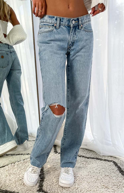 Abrand A 99 Rhonda Blue Rip Low Straight Jean