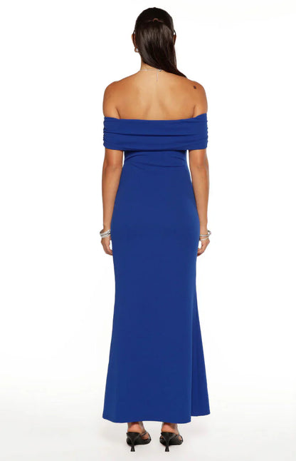 Amabella Cobalt Blue Crepe Maxi Dress