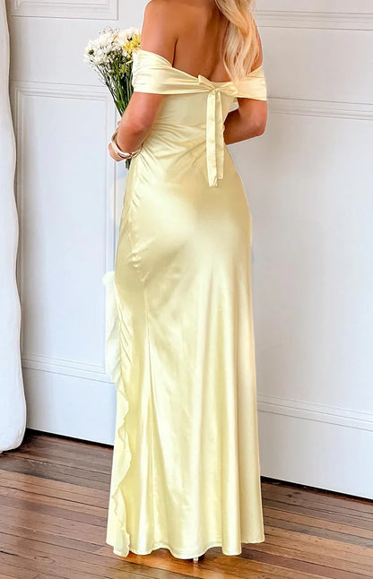 Anica Yellow Off Shoulder Maxi Dress