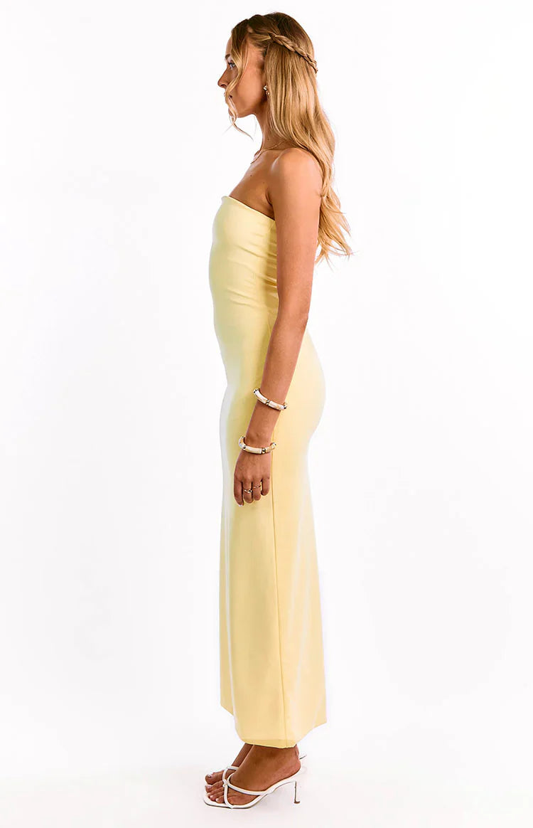 Arizona Yellow Crepe Maxi Dress