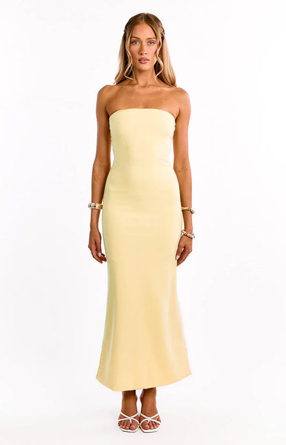 Arizona Yellow Crepe Maxi Dress