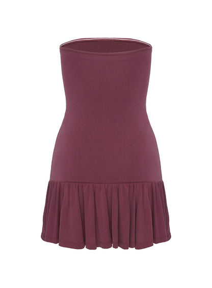 Love Lingers Strapless Mini Dress Burgundy