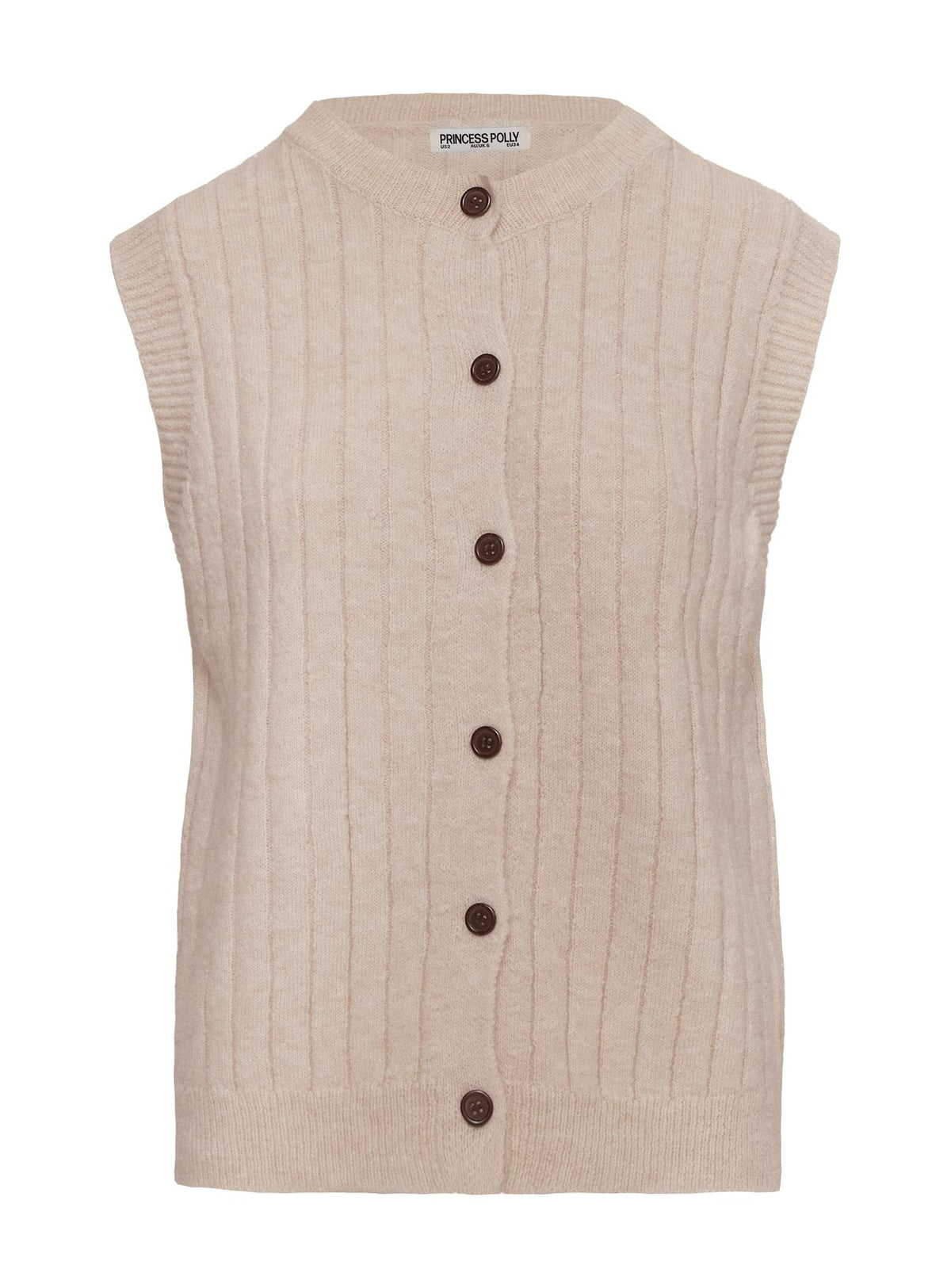 Brookvale Button Up Knit Vest Beige