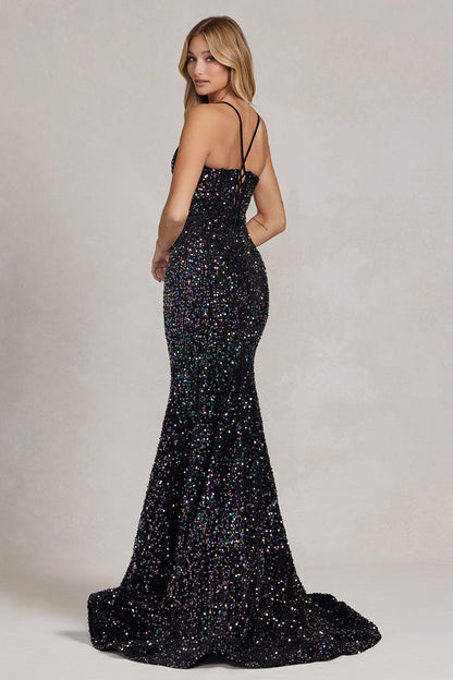 Nox Anabel C1109 Long Spaghetti Strap Fitted Prom Dress