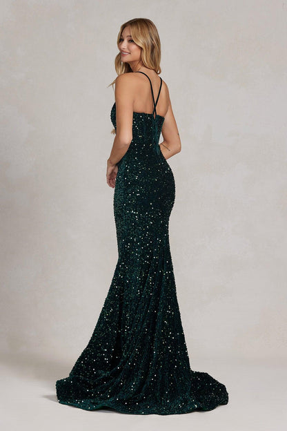 Nox Anabel C1109 Long Spaghetti Strap Fitted Prom Dress