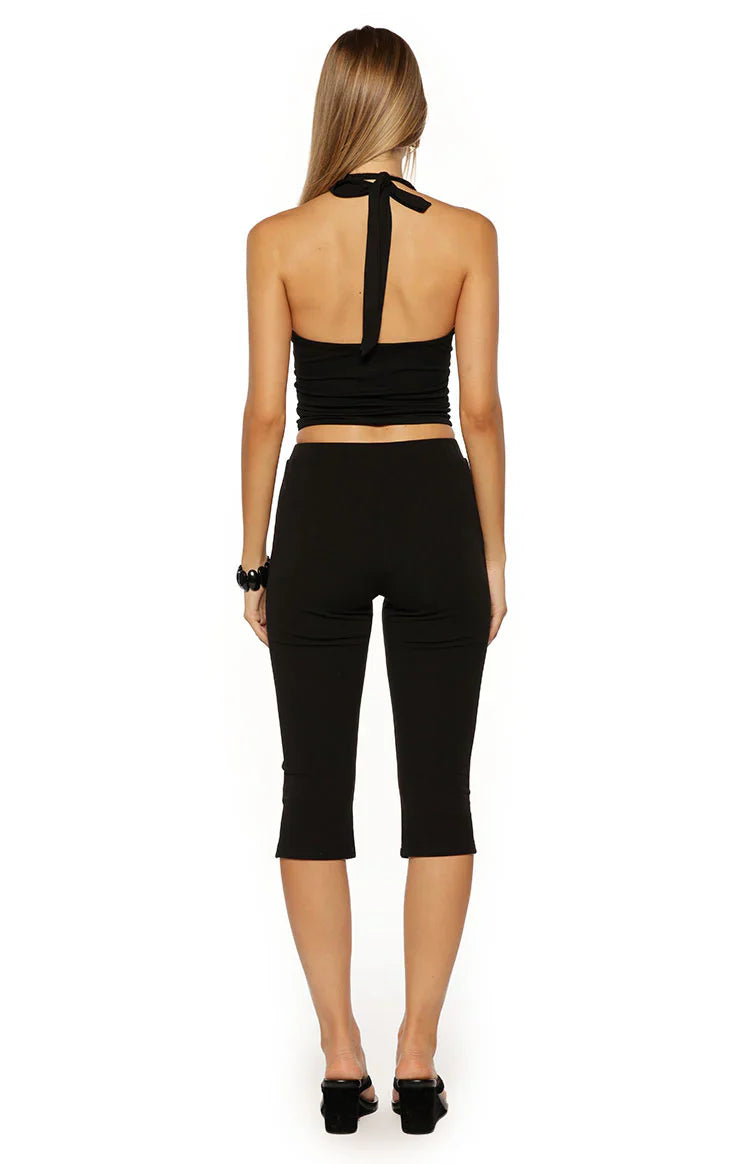 City Lights Black Jersey Capri Pants