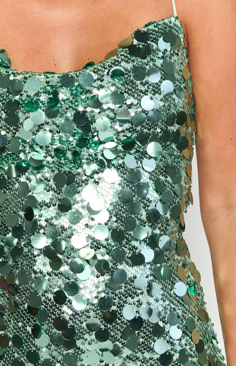 Come And Get It Aqua Sequin Party Mini Dress