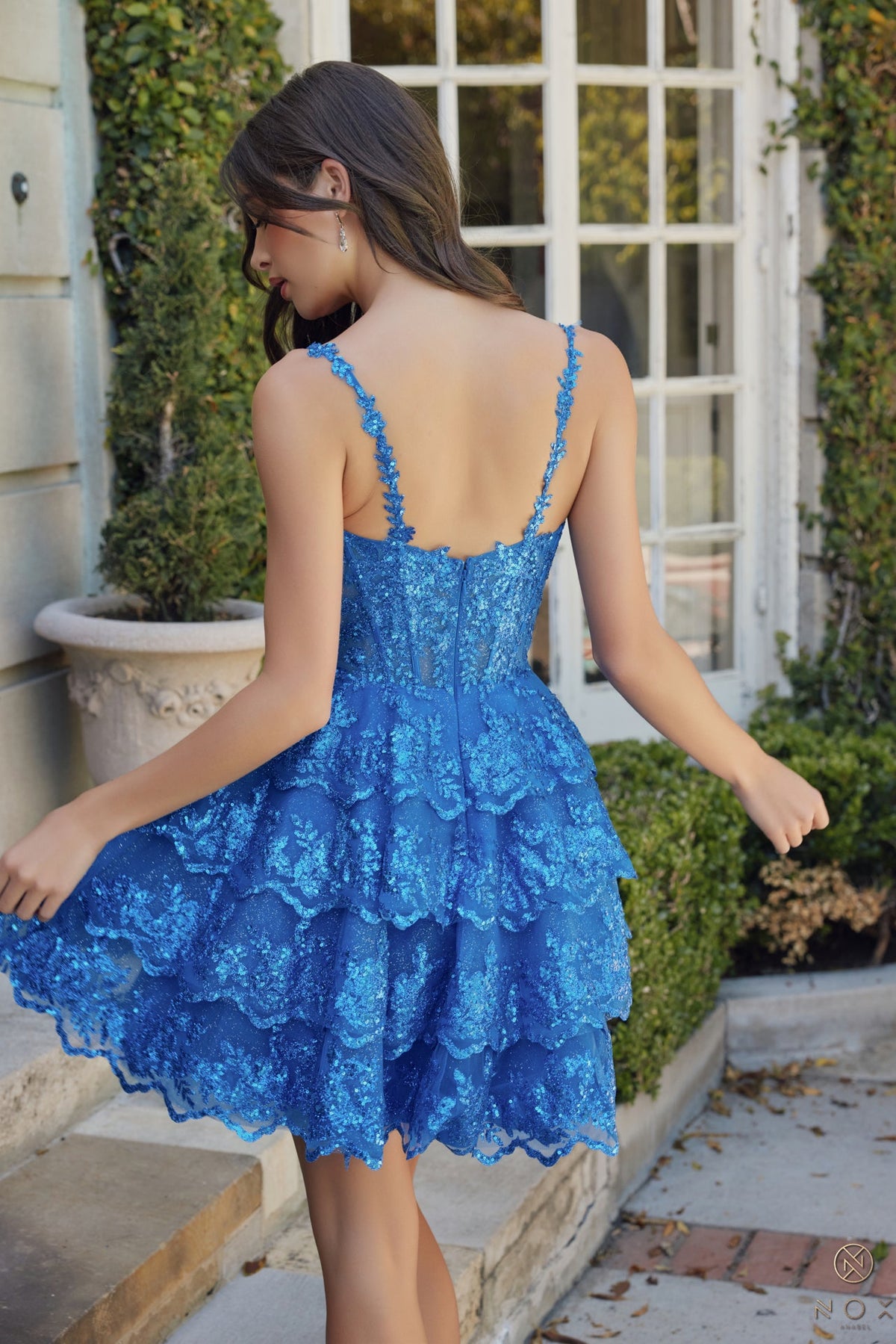 Nox Anabel E914 Homecoming A Line Glitter Applique Short Cocktail Dress