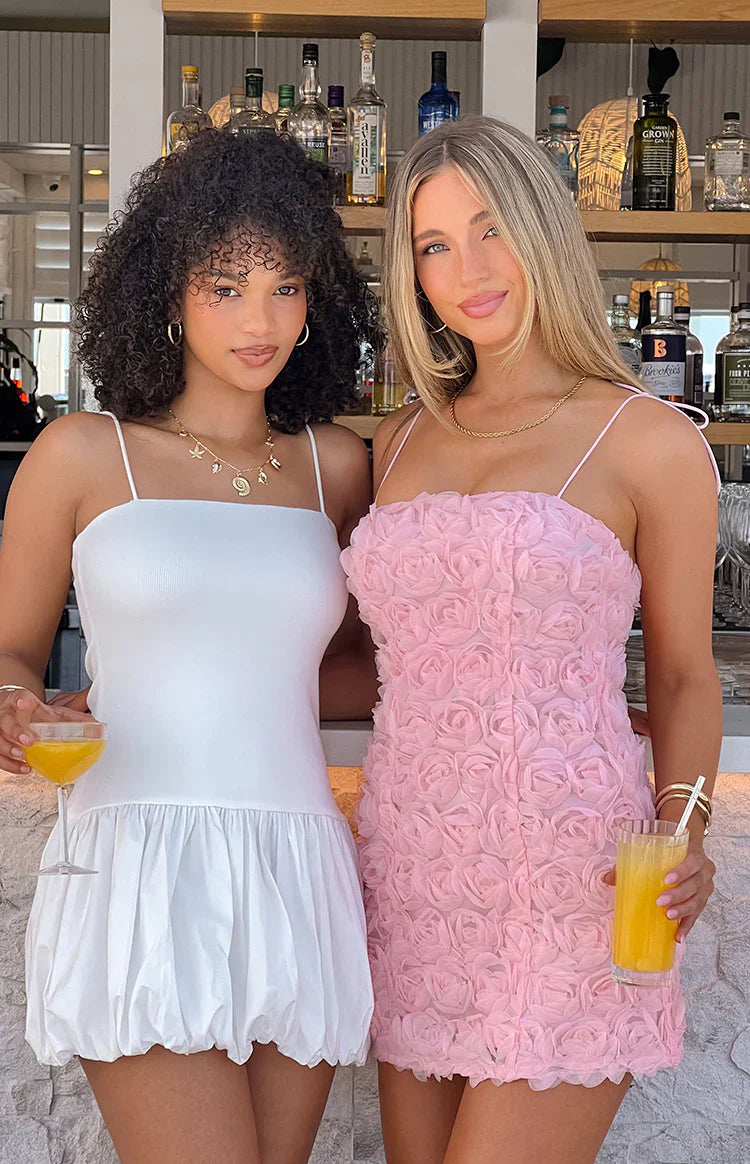 Memories White Bubble Mini Dress