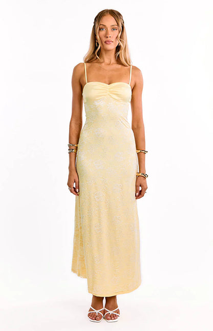 Ely Yellow Lace Maxi Formal Dress
