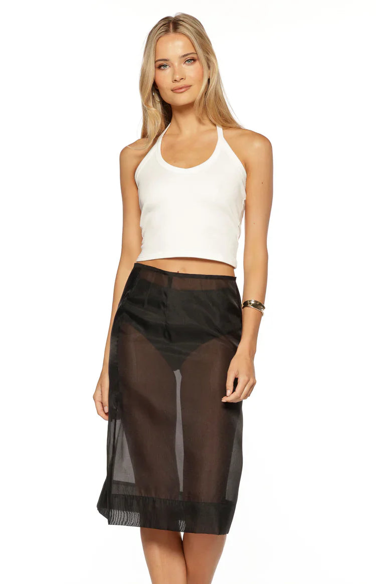 Francesca Black Organza Sheer Midi Skirt Two Piece Set