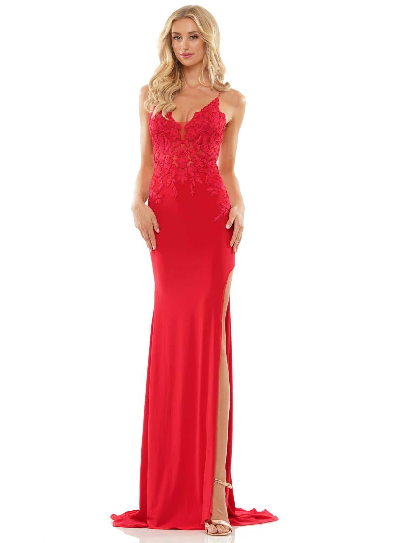 Colors G1086 Long Spaghetti Strap Fitted Prom Dress