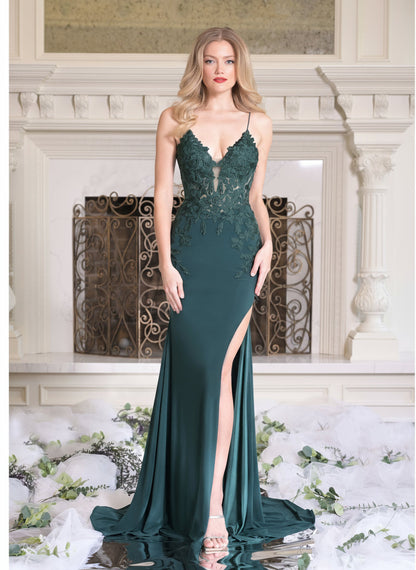 Colors G1086 Long Spaghetti Strap Fitted Prom Dress