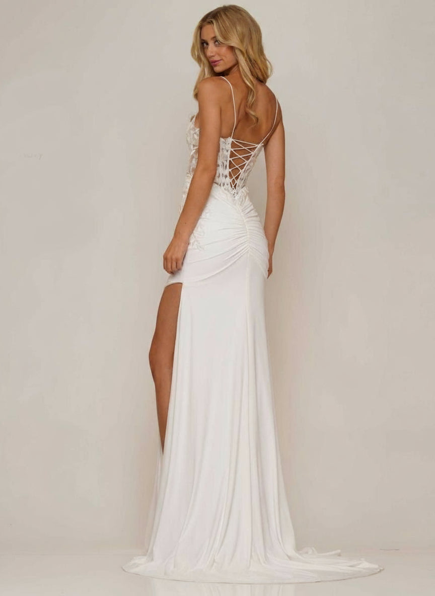 Colors G1086 Long Spaghetti Strap Fitted Prom Dress