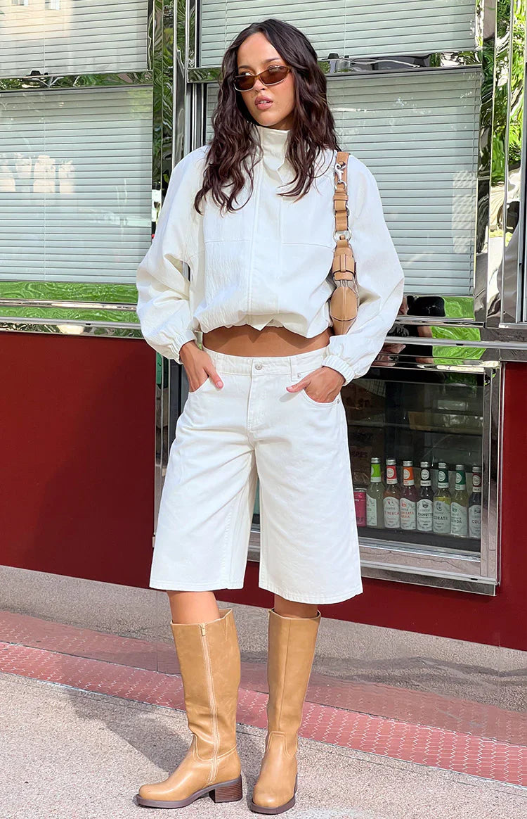 Greta White Denim Shorts