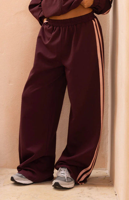 Kosie Burgundy and Pink Stripe Track Pants