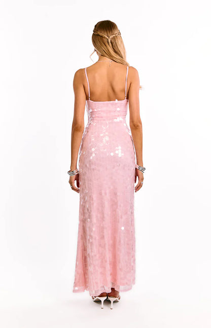 Lyanna Pink Sequin Maxi Dress