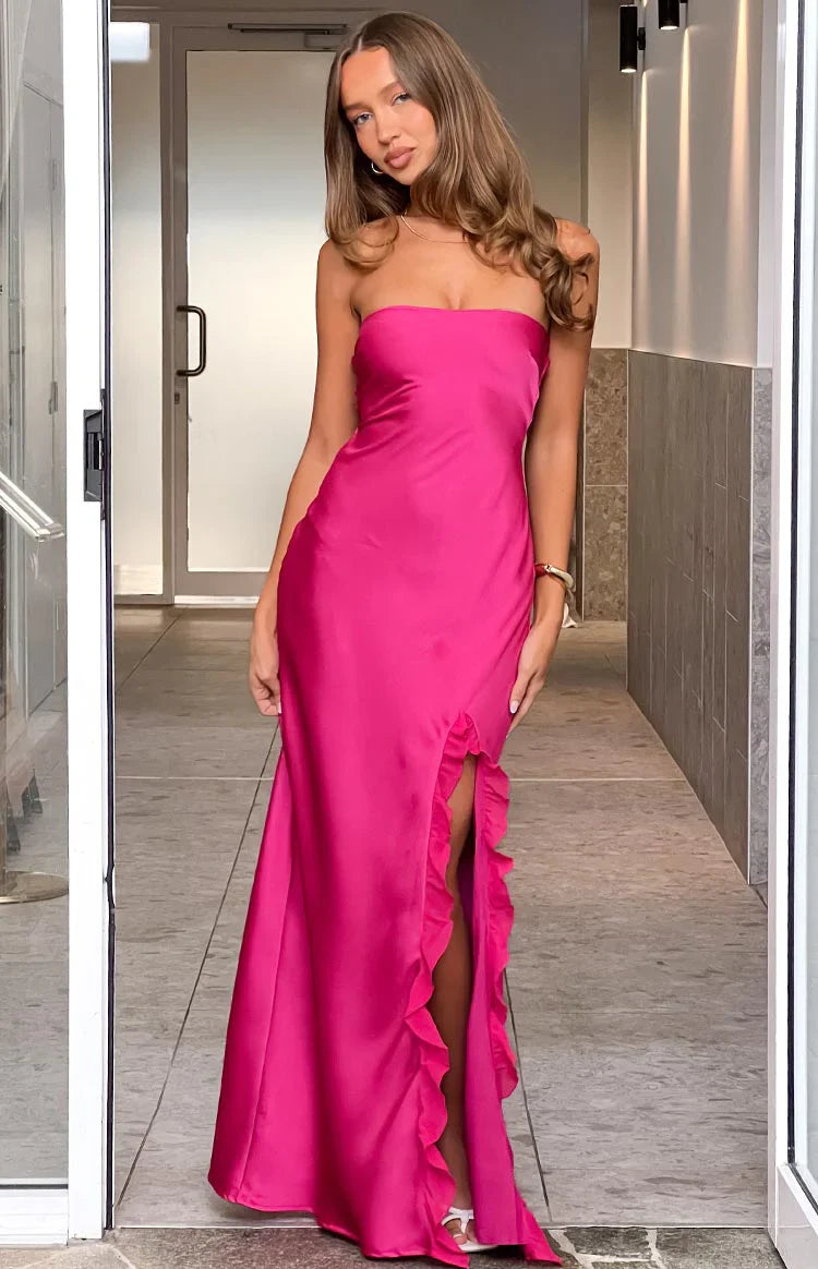 Mackenna Hot Pink Strapless Maxi Dress