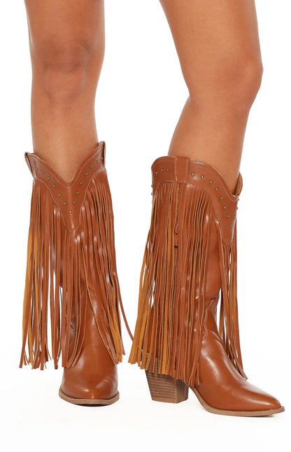 Meadow Tan Fringe Cowboy Boots