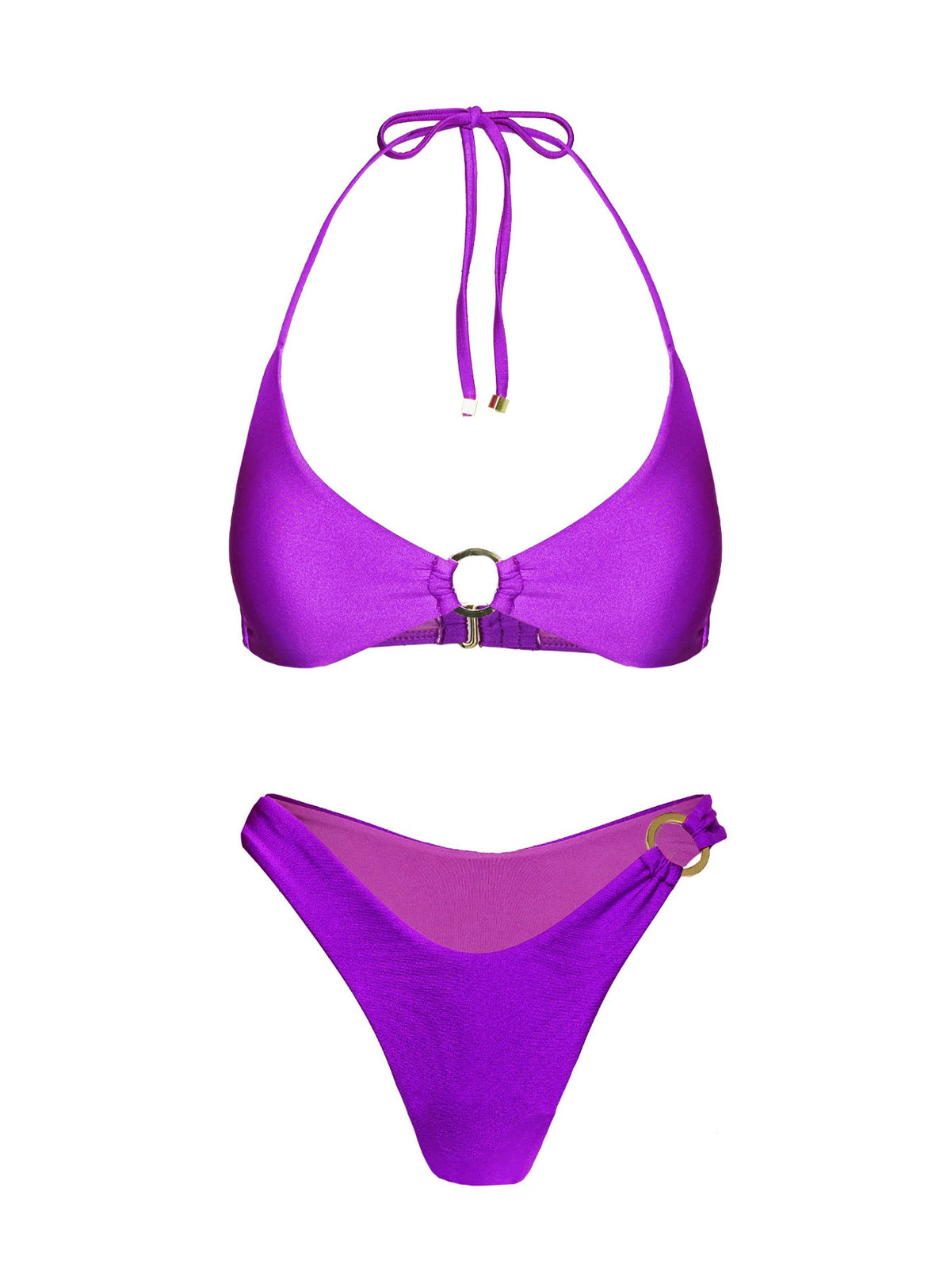 Athia Halter Shine Bikini Top Purple