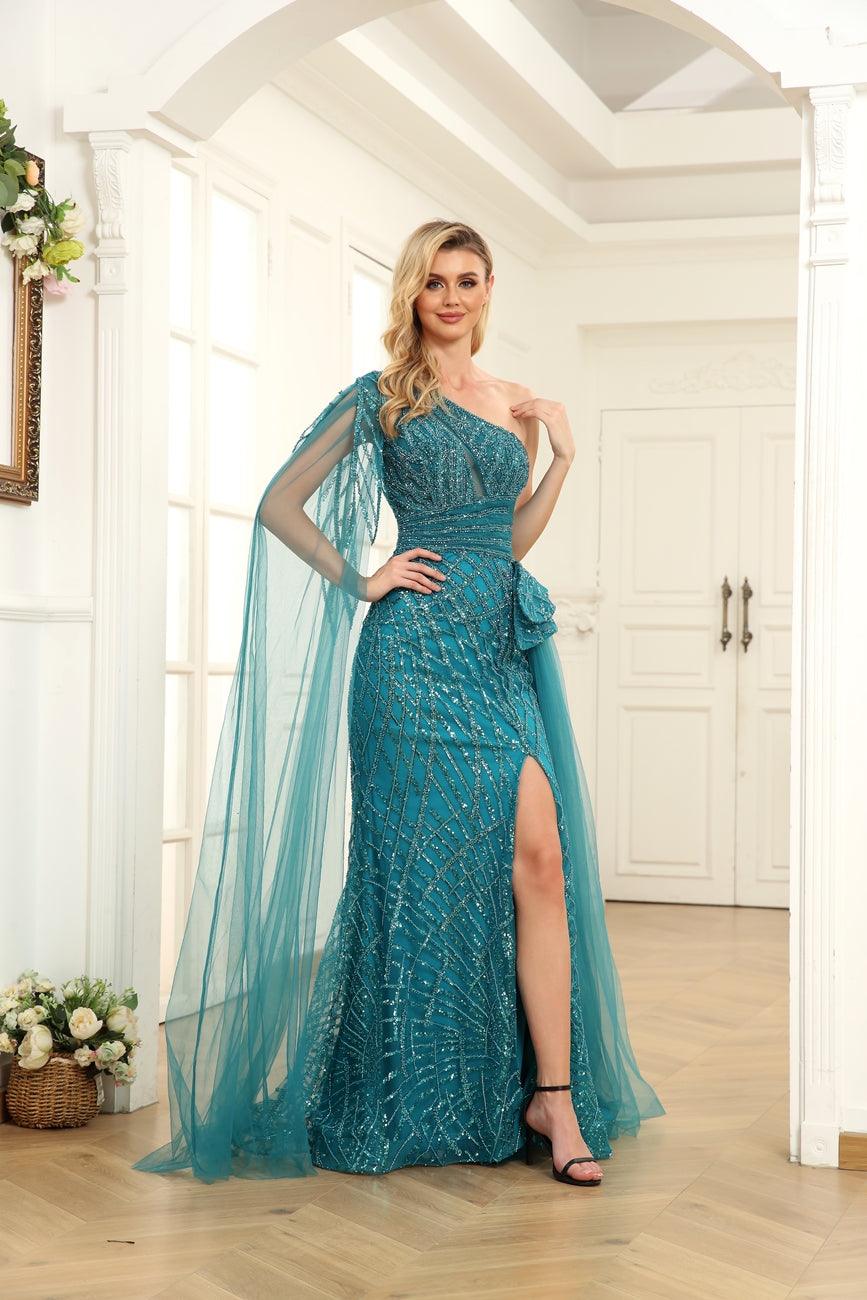 High Couture NR2235 Long One Shoulder Formal Prom Dress