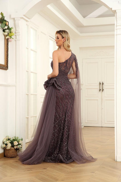 High Couture NR2235 Long One Shoulder Formal Prom Dress