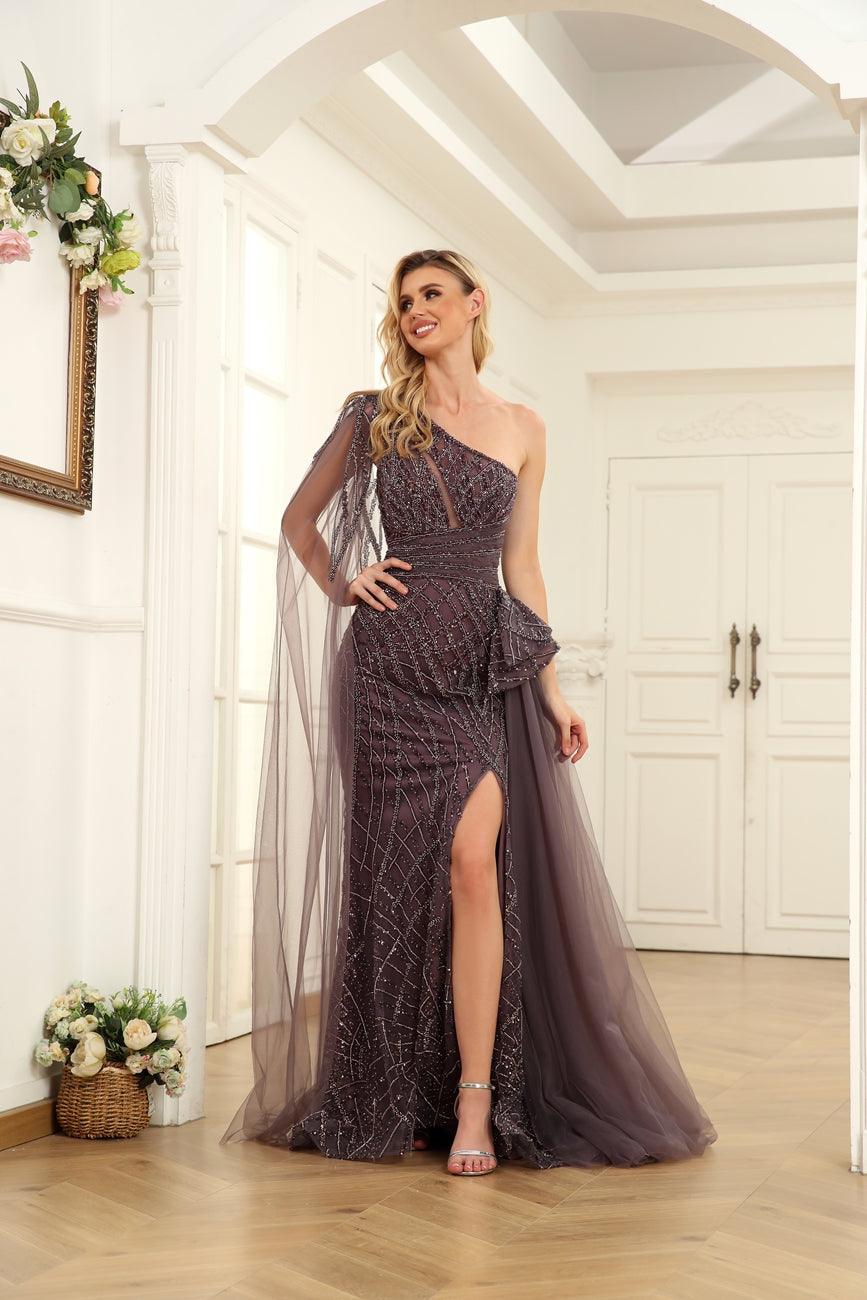 High Couture NR2235 Long One Shoulder Formal Prom Dress