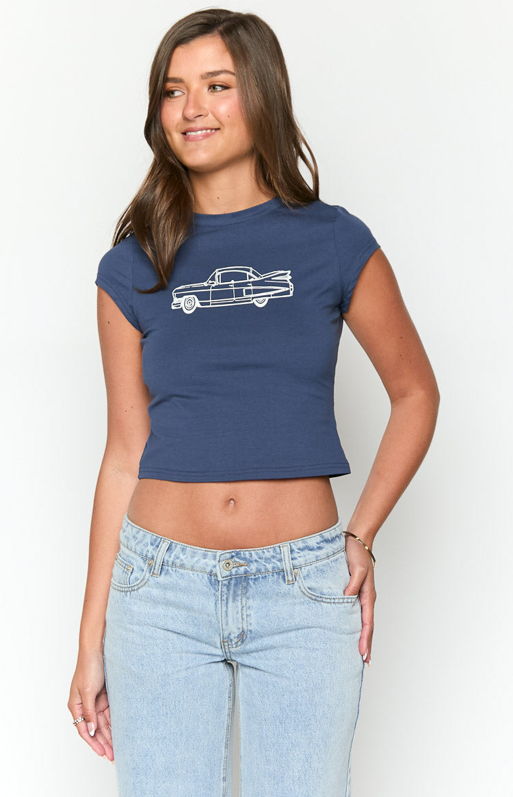 Navy Car Baby Tee