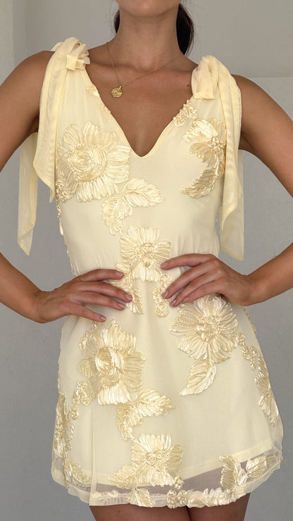 Usha Tie Strap Mini Dress - Yellow