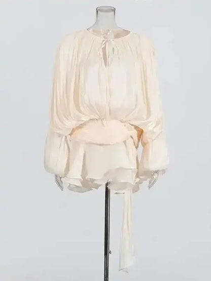 Women's A-Line Mini Dress with Long Sleeves & Empire Waist